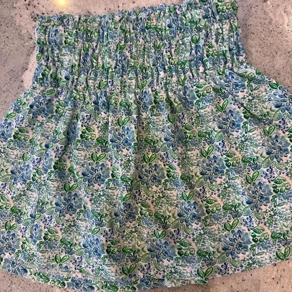 The Proper Peony Blue Aster Floral Collared Top and Smocked Skirt Set Size 7